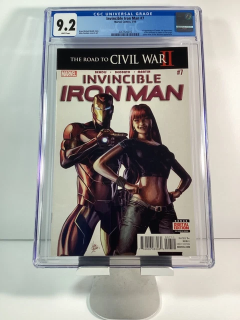 INVINCIBLE IRON MAN #7A CGC 9.2 W/P🥇1st CAMEO APP OF RIRI WILLIAMS🥇🎥DISNEY+🎥