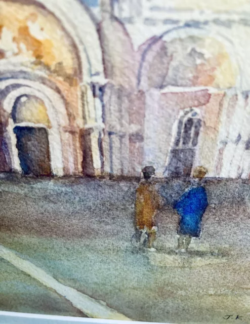 Vintage Impressionist Watercolour Piazza San Marco, Venice, by Judith Armstrong 3