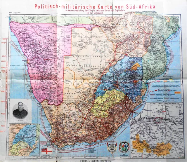 Politish-militarische Karte von Süd-Afrika South Africa military political map 1