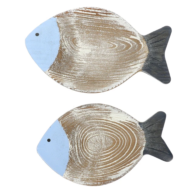 Insegna in legno retrò piccolo pesce oceano insegna in legno casa