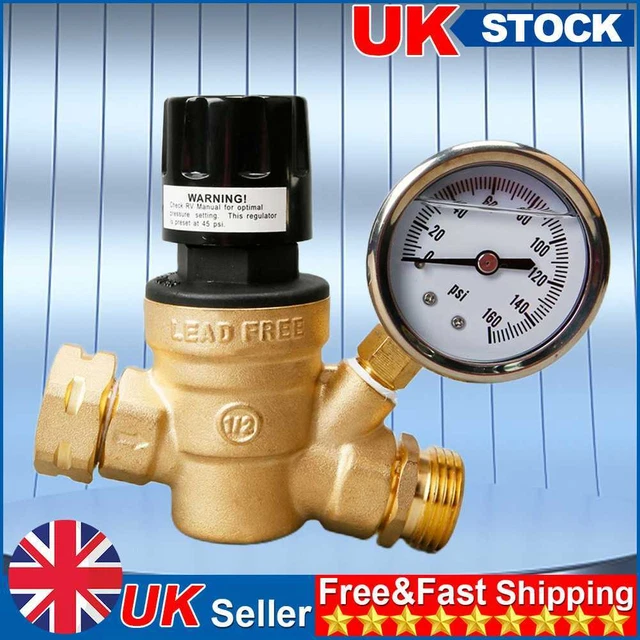 WATER PRESSURE VALVE Adjustable Water Reducing Valve Brass for RV