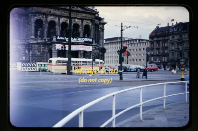 1954 Frankfurt, Germany, Street Scene and Bus, Original Kodachrome Slide c29b