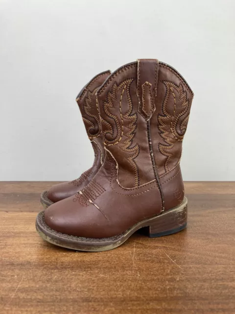 Roper Square Toe Cowboy Infant Toddler Brown Boots 09-017-1900-1701 Size 5 Zip