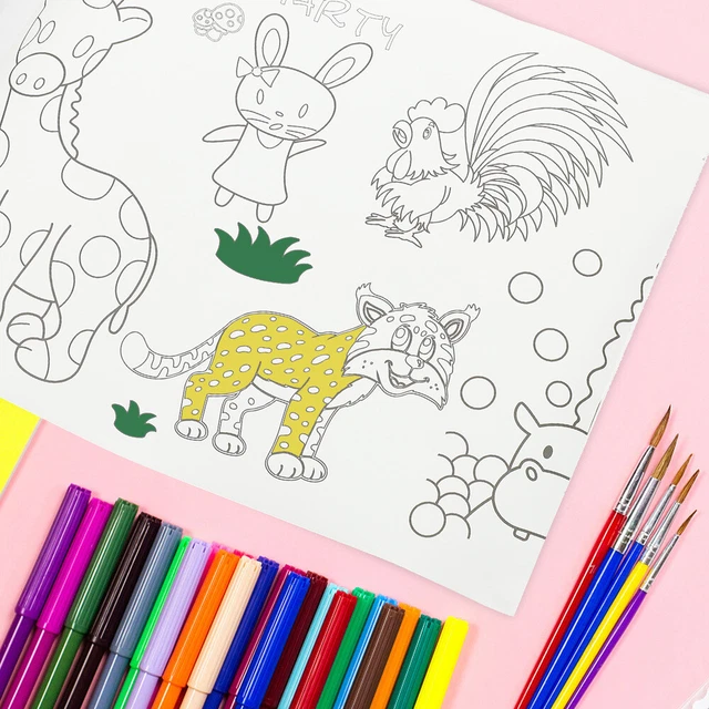 Tovaglia Da Colorare Unicorno 115x83cm - Con Pennarelli Per Bambini - Foto 13