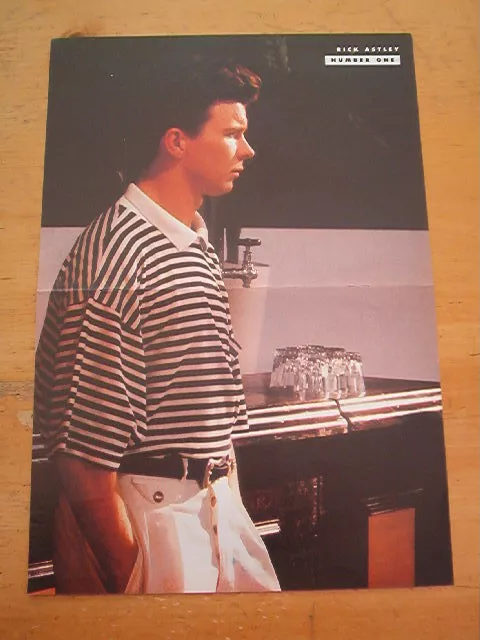 RICK ASTLEY striped top Centerfold magazine POSTER  17x11 inches