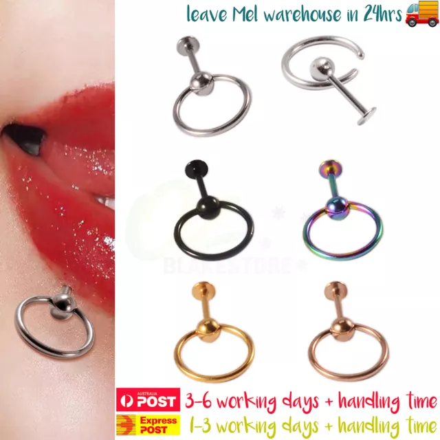 5PCS Surgical Steel Piercing Labrets Feasuring Captive bead Rings