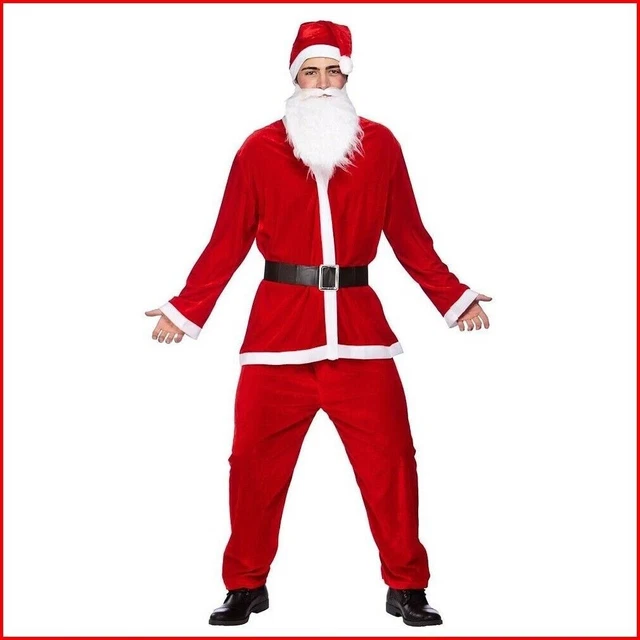 Costume Da Babbo Natale Uomo Travestimento Vestito Di Santa Claus Festa Adulto