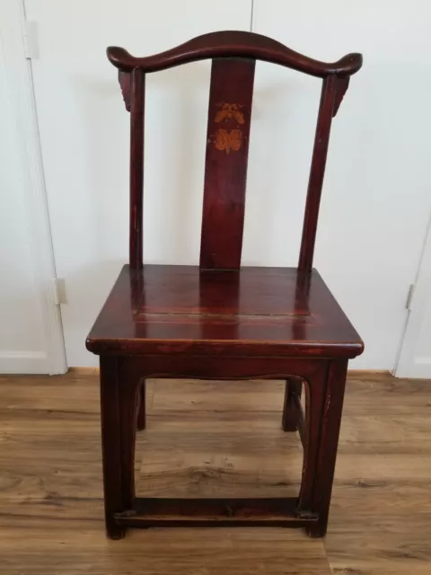 Vintage Chinese Ming Dynasty Style Solid Elm Hardwood High Back Asian Chair 2