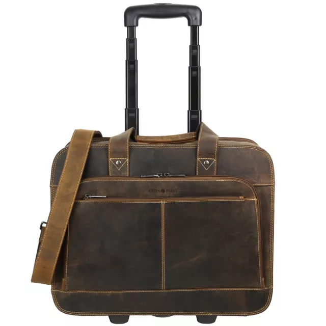 Greenburry Vintage Leder Business Trolley Businesswheeler Laptop Trolley 1549-25