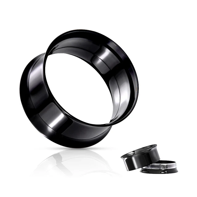 PAIR Black Internally Threaded Tunnels Plugs Titanium Anodized Earlets Gauges