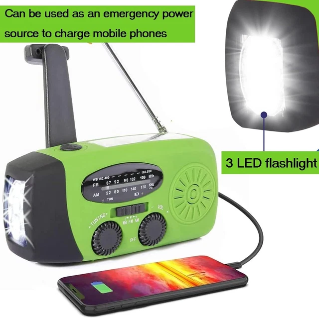 Radio Solaire De Survie - AM/FM/NOAA - Batterie 11200mAh - Lampe Torche LED - Parfaite Pour Randonnée Et Urgences - 7