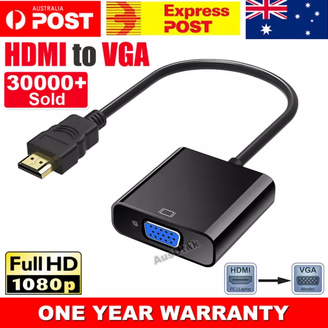 1080P HDMI Male to VGA Female Video Adapter Cable Converter Chipset Built-in