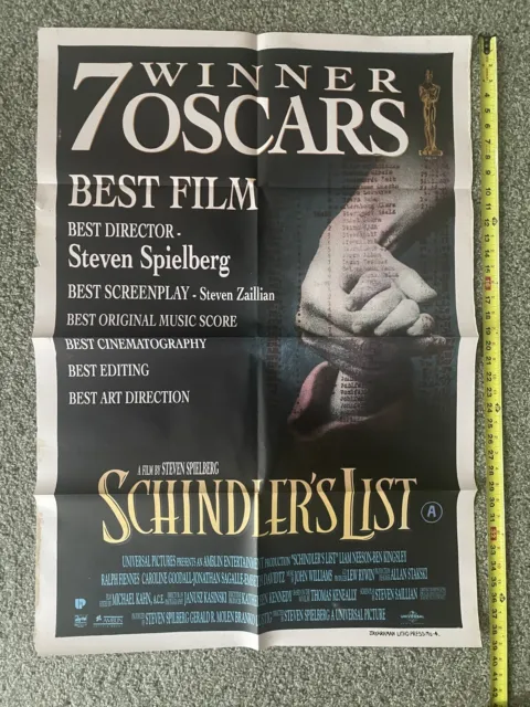 SCHINDLERS LIST Original Movie Poster STEVEN SPIELBERG LIAM NEESON BEN KINGSLEY