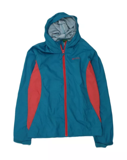 MOUNTAIN WAREHOUSE Girls Hooded Rain Jacket 12-13 Years Blue Nylon AM08