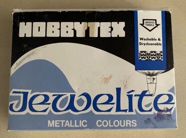 6 x Vintage Hobbytex Jewelite Metallic Colours Rare Fabric Paint New in Box