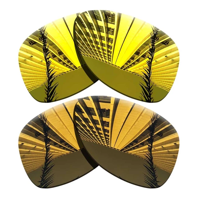 2 Pairs Polarized Lenses Replacement For-Oakley Dispatch 2-Golden+Copper Gold