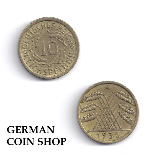 10 Reichspfennig 1924 1925 1926 1929 1930 1931 1932 1934 1935 1936 A D E F G J