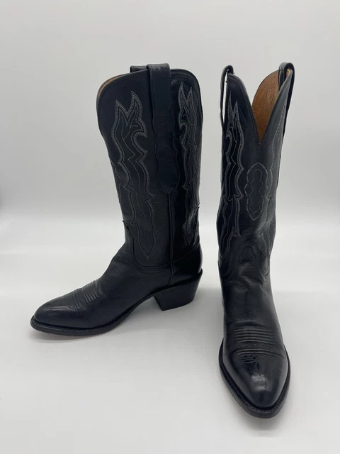 Bottes De Cowboy Lucchese 2000 - Cuir Cerise/noir - Peau D'autruche - Pointure 8.5 EE