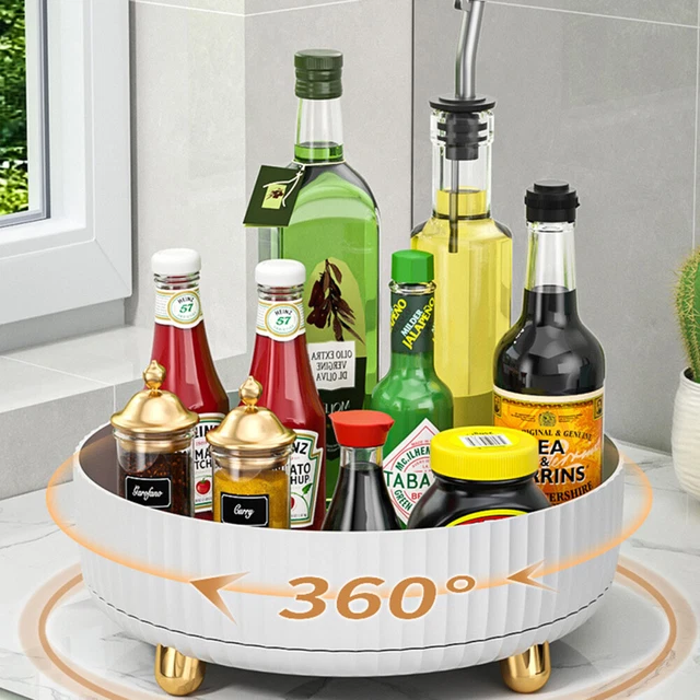 Lazy Susan Turntable Cupboard Organiser Rotatable Spice Rack Kitchen Storage UK