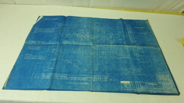 Antique Blueprint Industrial Art Detroit Automotive Ex-Cello Corp 1940 36"x24"