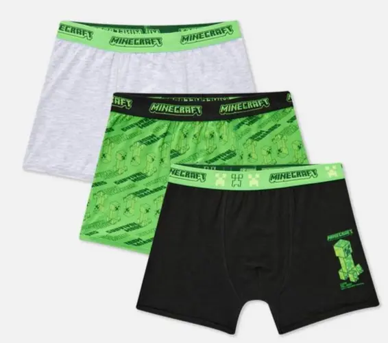 BOYS MINECRAFT CREEPER 3 Pack Hipster Boxer Trunk Fit Underpants 6