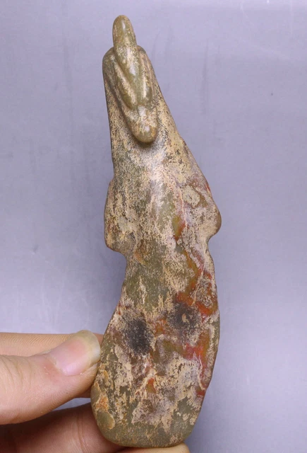 11.5CM HONGSHAN CULTURE Old Jade Dragon Loong Beast Amulette Pendentif ...