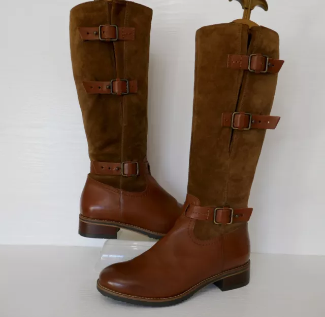 Clark`s "Tamro Marina" Chestnut Combi Leather Knee High Boots Uk 4D Eu37 Rp £160