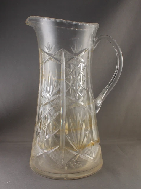 Vintage Clear Pressed Glass 10" Large Pitcher