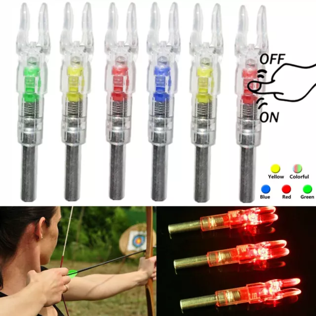 12/6Pcs Archery LED Lighted Nock Tail 6.2mm For Compound Bow Hunting Arrow Nocks