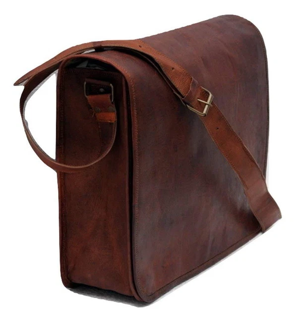 Sac Cartable Vintage En Cuir Marron EMY - Occasion, Cuir Véritable, Style Sac De Jour