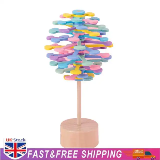 Wooden Helicone Rotating Lolly Toy Kids Stress Relief Toys (Macaron Wafer)