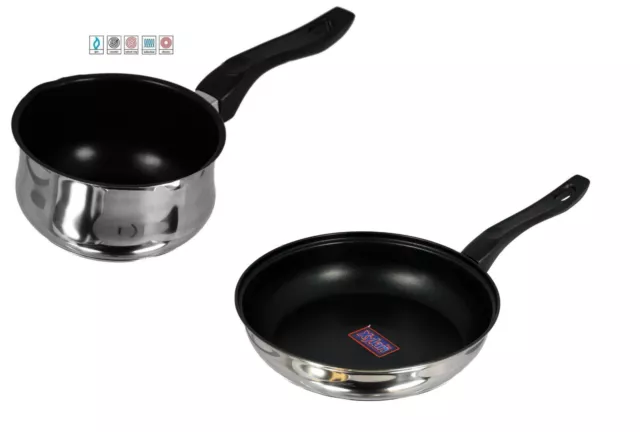 Stainless Steel Induction Milk With Lip / Frying Pan Fry Pot Non Stick Milkpan