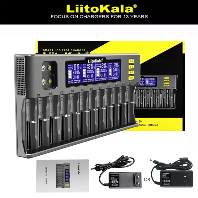 LiitoKala Lii-S12 12-Slot Battery Charger For Li-ion/IMR/LiFePO4 Ni-MH/Cd AAA