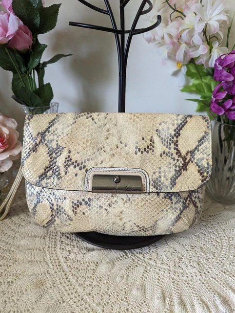 COACH Organizer Snake Embossed Large Wristlet Credit Card Holder
