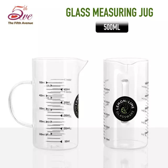 500ml Glass Measuring Jug Clear Scale w/ Spout Liquid Cup Baking Pitcher oz ml