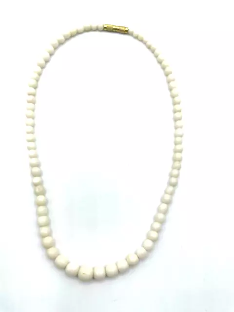 Antik handgefertigte Bein Kette Collier elegant L 40 cm Ø 8 mm Verlauf gepflegt 3