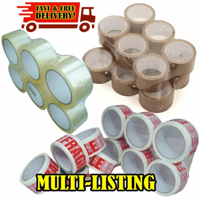 Fragile Clear Brown Parcel Tape Strong Packing Carton Sealing Tape 48mm x 66m UK