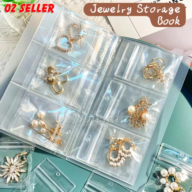 Transparent Jewelry Storage Book Earring Necklace Ring Rack Organize Bag Pockets