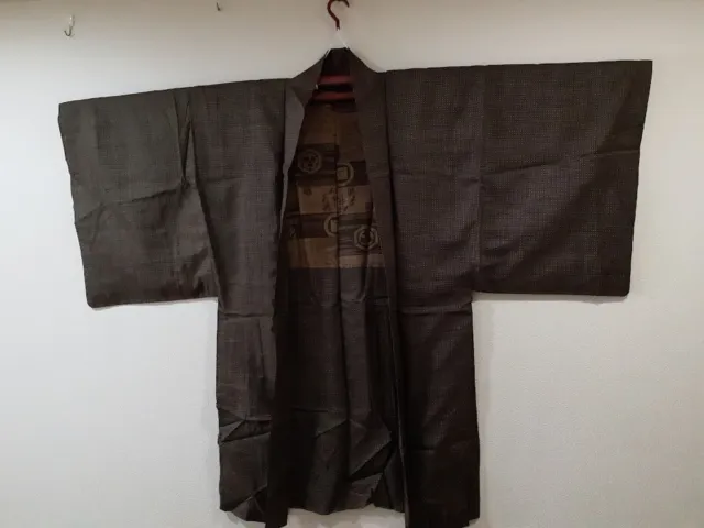Japanese Silk Kimono Jacket Haori , for Men's, Vintage, gown, Kimono Robe-2