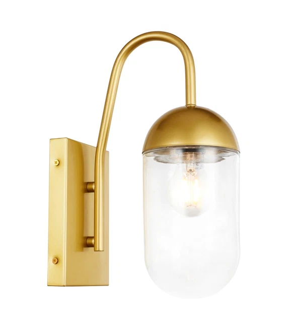 Living District LD6172BR Kace 1 Light Brass & Clear Glass Wall Sconce