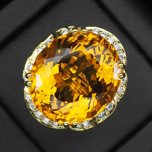 Golden Yellow Citrine Giant Oval 28.5Ct 925 Sterling Silver Gold Rings Size 6.75 2