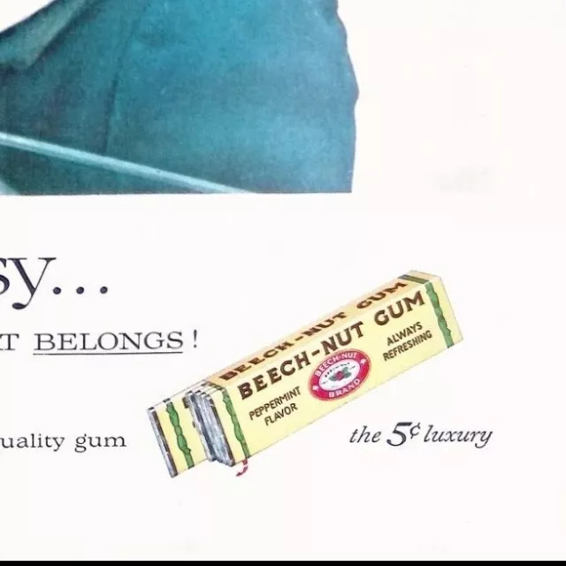 1957 Beech-Nut Chewing Gum Original Print Ad Little Girl With Nickel