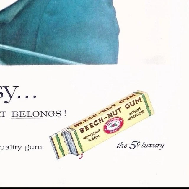 1957 Beech-Nut Chewing Gum Original Print Ad Little Girl With Nickel
