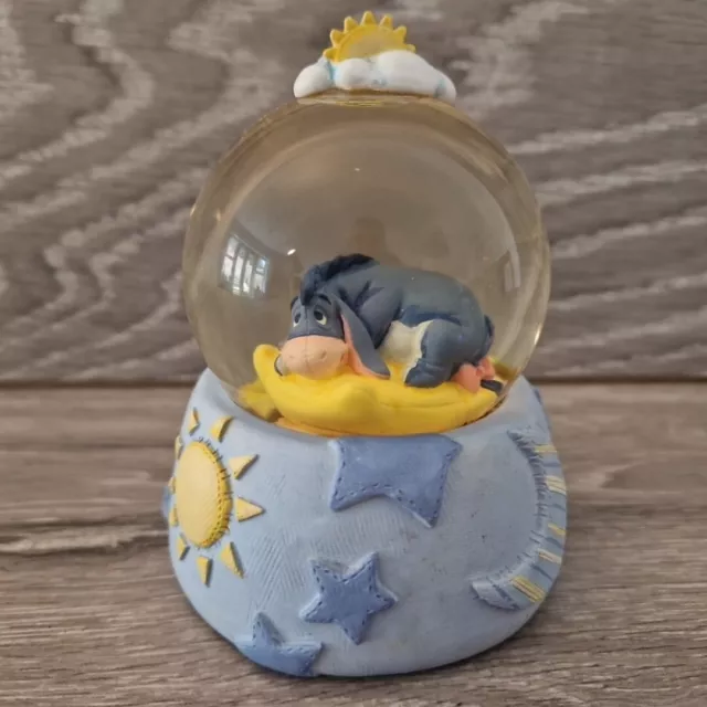 Disney Winnie The Pooh Eeyore On Yellow Cushion Snowglobe Day & Night Snow Globe