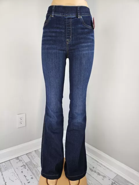 Spanx Womens Flare Jeans Medium Blue Midnight Shade