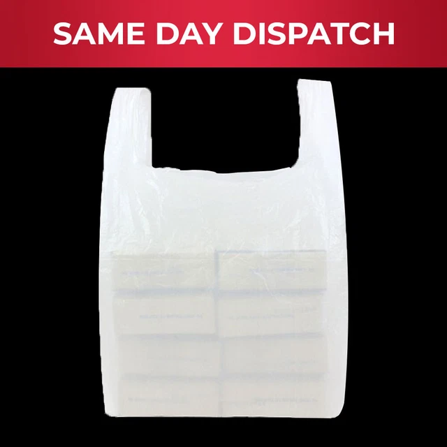 White Vest Carrier Plastic Bags Bags for Grocery & Supermarkets 10 x 15 x 18 in