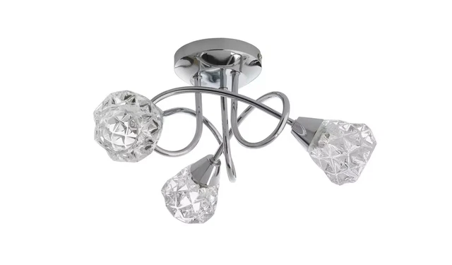Argos Home Dico 3 Light Ceiling Light - Chrome & Glass 8665849