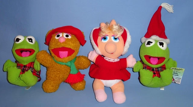 Jim Henson Muppet Babies Plush Fozzie Kermit Miss Piggy 1987 McDonalds-XMAS-LOT