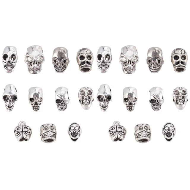 220 Pcs Halloween Skull Big Hole Beads Punk Choker Antique Amulet Miss