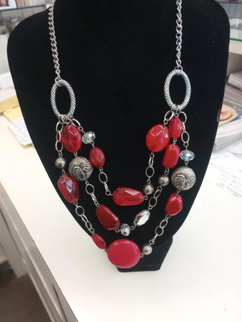 ganz red layered necklace